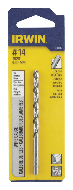 Irwin #14 X 3-3/8 in. L High Speed Steel Wire Gauge Bit Straight Shank