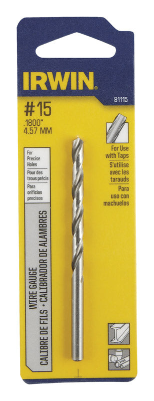 Irwin #15 X 3-3/8 in. L High Speed Steel Wire Gauge Bit Straight Shank