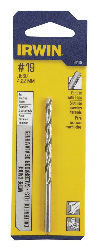 Irwin #19 X 3-1/4 in. L High Speed Steel Jobber Length Wire Gauge Bit Straight Shank