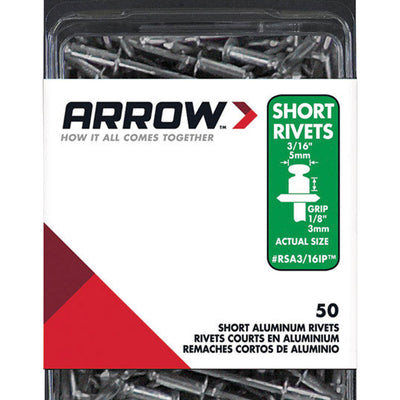 Arrow 3/16 in. D X 1/8 in. Aluminum Short Rivets Silver 50 pk