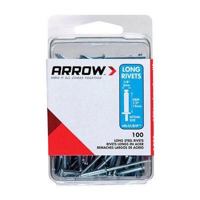 Arrow 1/8 in. D X 1/2 in. Steel Rivets Silver 100 pk