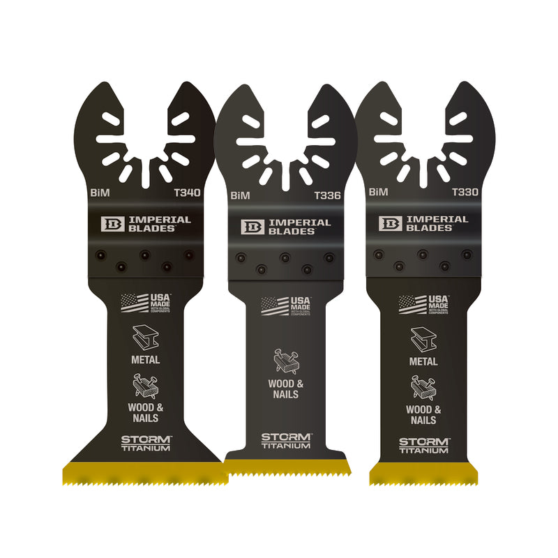 Imperial Blades One Fit Titanium-Coated Bi-Metal Storm Oscillating Saw Blade Set Multi-Material 3 pc