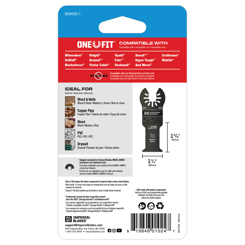 Imperial Blades One Fit 3-5/8 in. L Bi-Metal Oscillating Saw Blade