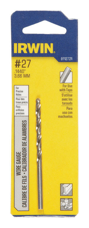 Irwin #27 X 3 in. L High Speed Steel Wire Gauge Bit Straight Shank