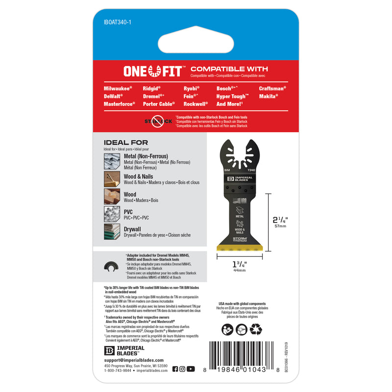 Imperial Blades One Fit 1-3/4 in. L Titanium-Coated Bi-Metal Storm Oscillating Saw Blade Metal