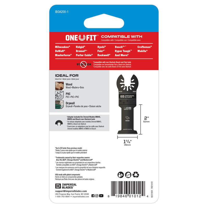 Imperial Blades One Fit 1-3/8 in. L High Carbon Steel Speartooth Fast Wood Saw Blades