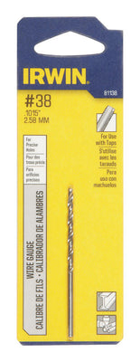 Irwin #38 X 2-1/2 in. L High Speed Steel Jobber Length Wire Gauge Bit Straight Shank