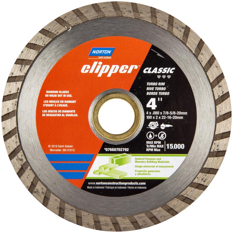 Norton Clipper 4 in. D X 5/8 and 7/8 mm Diamond Turbo Rim Blade