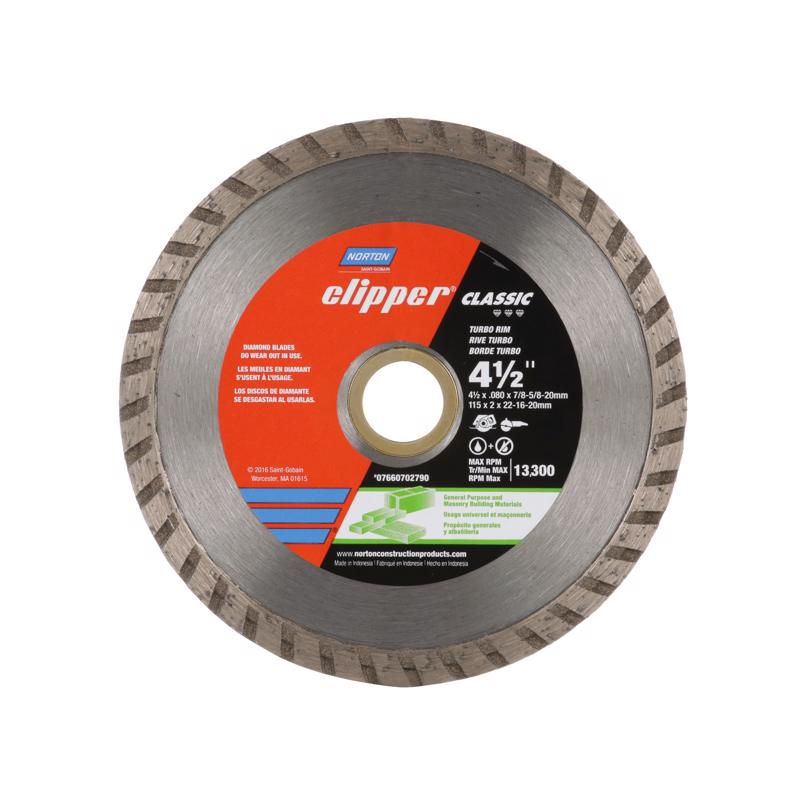 Norton Clipper 4-1/2 in. D X 5/8 and 7/8 in. Diamond Turbo Rim Blade