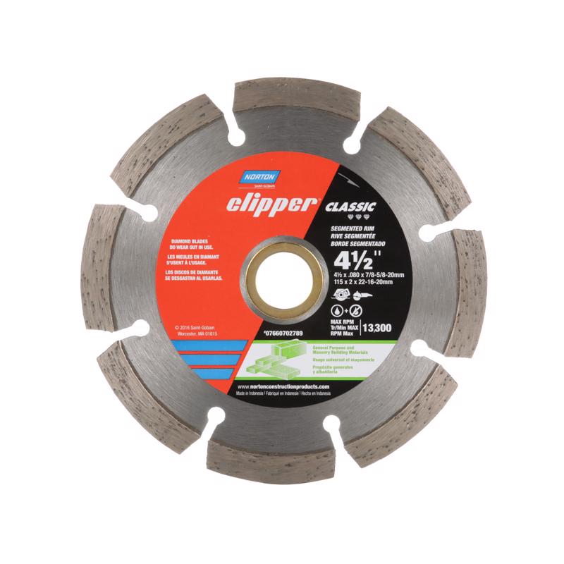 Norton Clipper 4-1/2 in. D X 5/8 and 7/8 in. Diamond Segmented Rim Blade