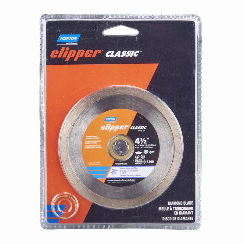 Norton Clipper 4-1/2 in. D X 5/8 and 7/8 in. Diamond Continuous Rim Blade