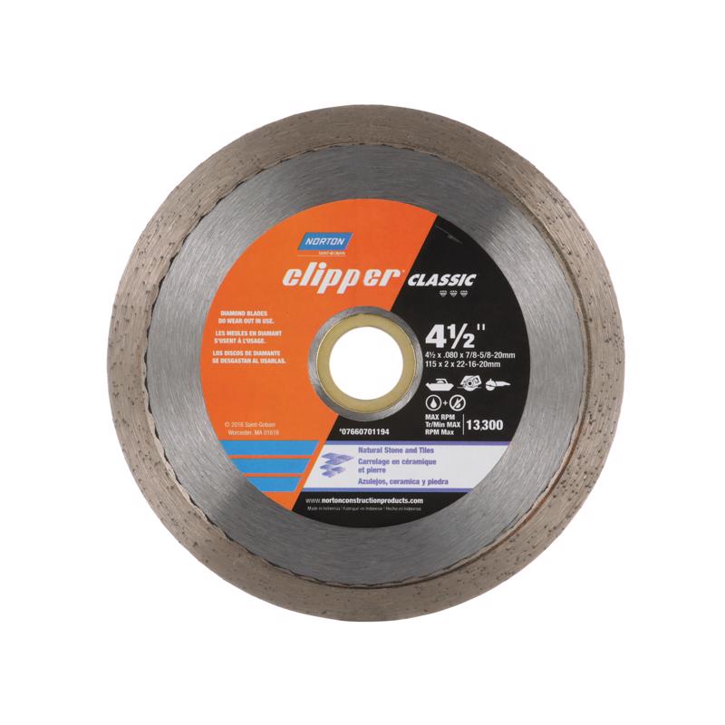 Norton Clipper 4-1/2 in. D X 5/8 and 7/8 in. Diamond Continuous Rim Blade