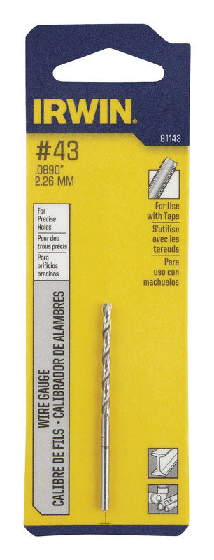 Irwin #43 X 2-1/4 in. L High Speed Steel Wire Gauge Bit Straight Shank