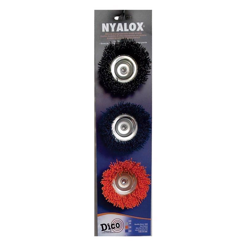 Dico Nyalox 2.5 in. D X 1/4 in. X 1/4 in. D Crimped Nylon Mandrel Mounted Cup Brush 4500 rpm
