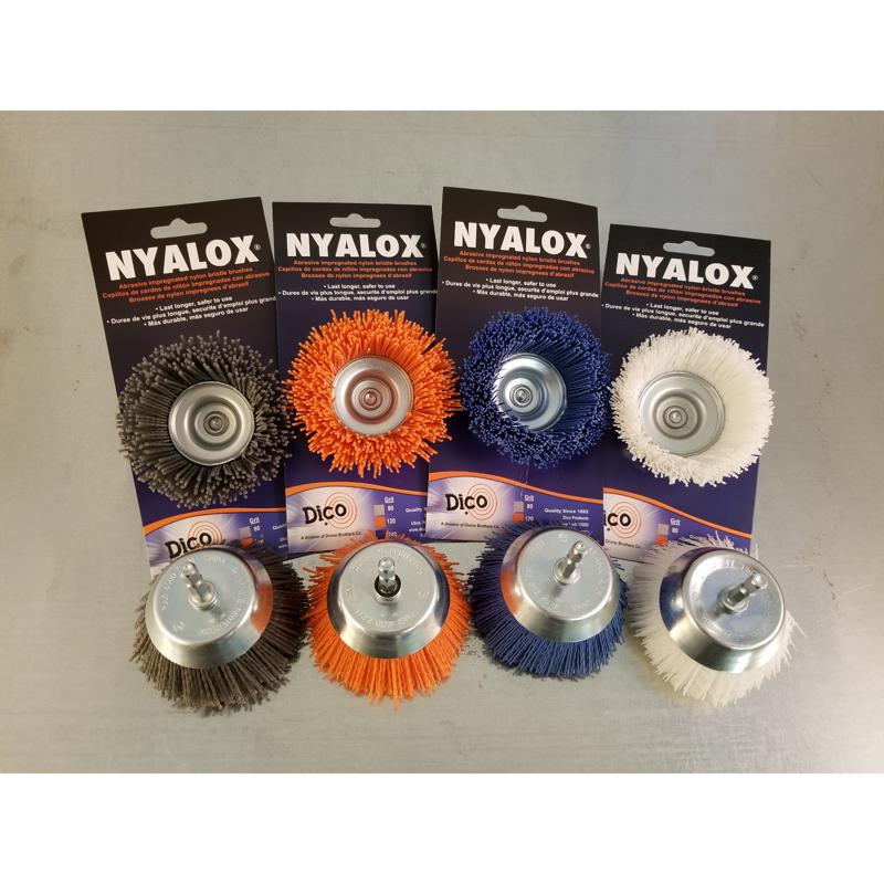 Dico Nyalox 2.5 in. D X 1/4 in. X 1/4 in. D Crimped Nylon Mandrel Mounted Cup Brush 4500 rpm