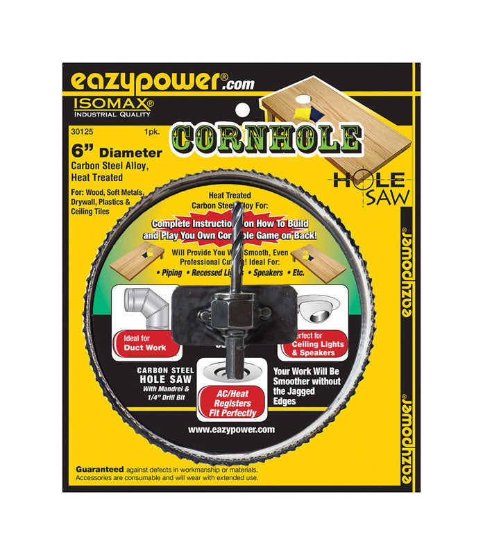 Eazypower Isomax Corn Hole 6 in. Carbon Steel 8 in. L X 1/4 in. D Hole Saw