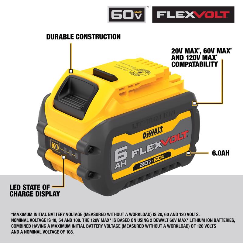 DeWalt 20V-60V MAX FLEXVOLT DCB606 6 Ah Lithium-Ion Battery Pack