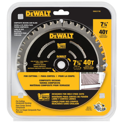 DeWalt 7-1/4 in. D X 5/8 in. Carbide Saw Blade 40 teeth