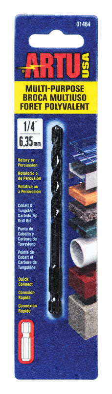 ARTU 1/4 in. X 4-1/8 in. L Carbide Tipped Drill Bit Quick-Change Hex Shank