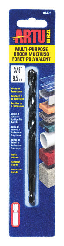 ARTU 3/8 in. X 5-1/4 in. L Tungsten Carbide Tipped Drill Bit Quick-Change Hex Shank