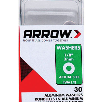 Arrow 1/8 in. D Aluminum Flat Washers Silver 30 pk