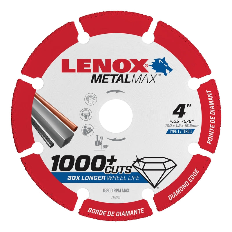 Lenox MetalMax 4 in. D X 5/8 in. Diamond/Metal Cut-Off Wheel