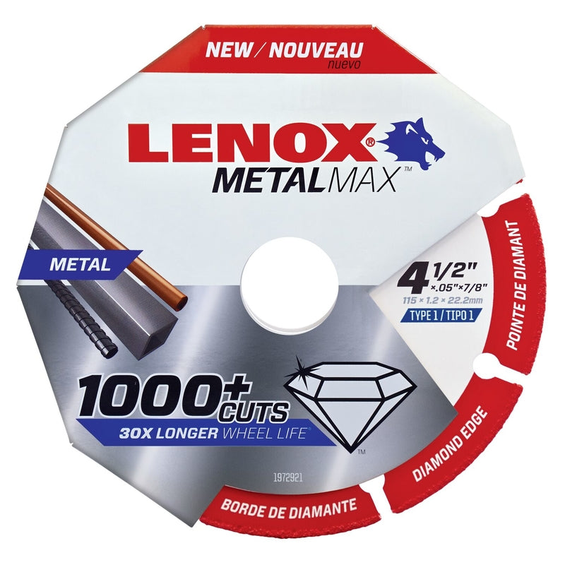 Lenox MetalMax 4-1/2 in. D X 7/8 in. Diamond/Metal Cut-Off Wheel