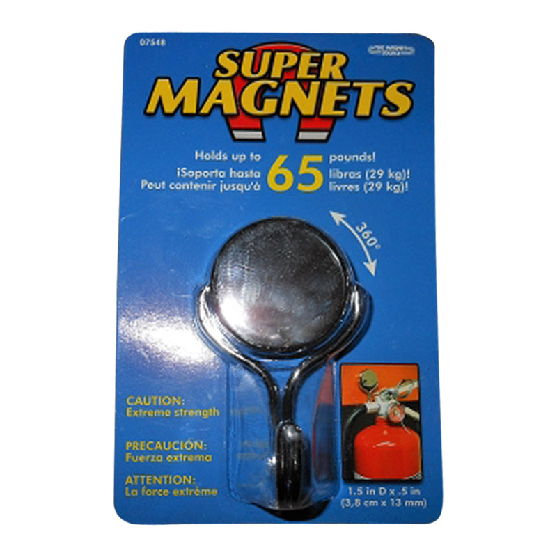 Magnet Source .5 in. L X 1.5 in. W Silver Magnetic Hook 65 lb. pull