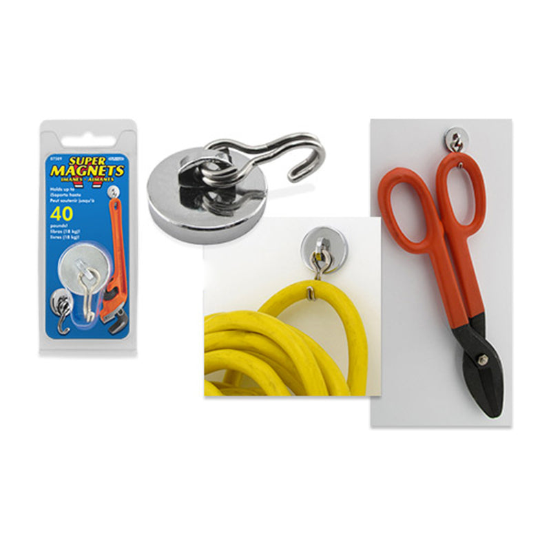 Magnet Source .225 in. L X 1.125 in. W Silver Magnetic Hook 40 lb. pull