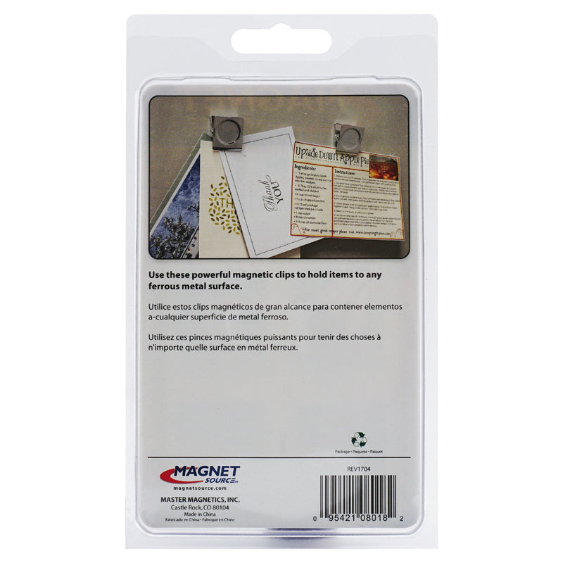 Magnet Source 1.125 in. L X 1.375 in. W Silver Square Magnetic Clips 5 lb. pull 4 pc