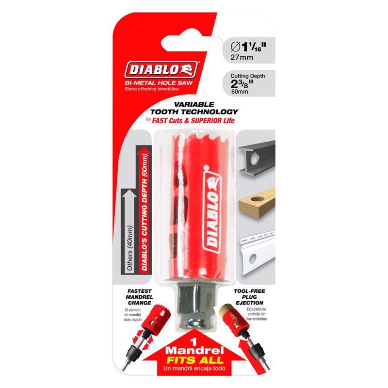 Diablo Snap-Lock Plus 1-1/16 in. Bi-Metal 2-3/8 in. L Hole Saw