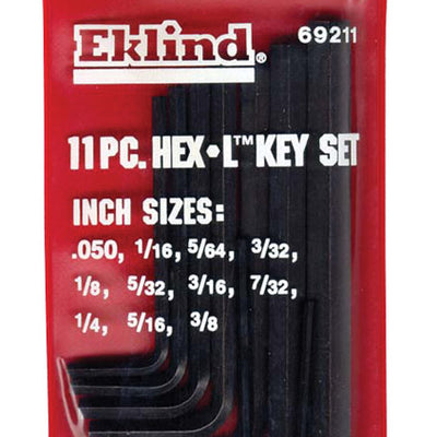 Eklind Hex-L .050 to 3/8 in. SAE Short Arm Hex L-Key Set 11 pc