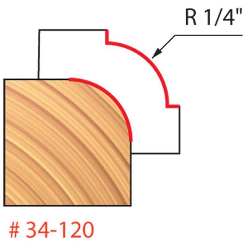 Freud 1-1/4 in. D X 1/4 in. X 2-1/2 in. L Carbide Rounding Over Router Bit