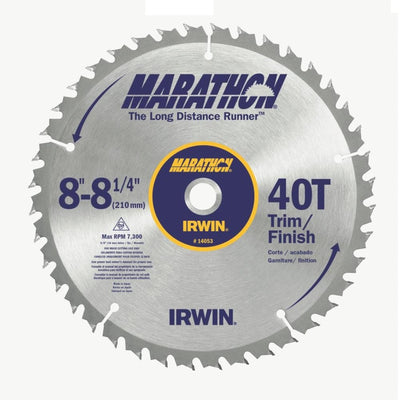 Irwin Marathon 8-1/4 in. D X 5/8 in. Carbide Miter and Table Saw Blade 40 teeth