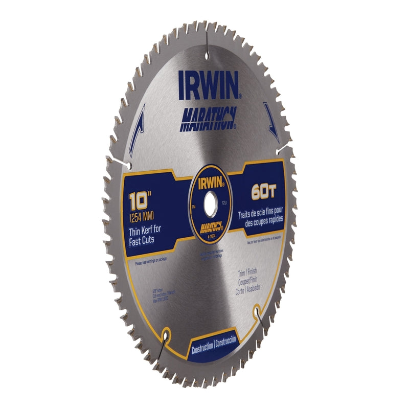 Irwin Marathon 10 in. D X 5/8 in. Carbide Miter and Table Saw Blade 60 teeth