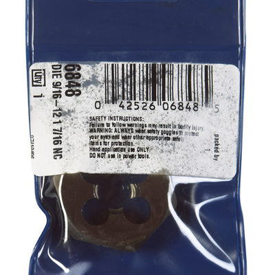 Irwin Hanson High Carbon Steel SAE Hexagon Die 9/16 in.