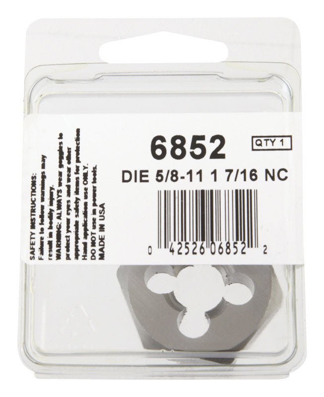 Irwin Hanson High Carbon Steel SAE Hexagon Die 5/8 in.