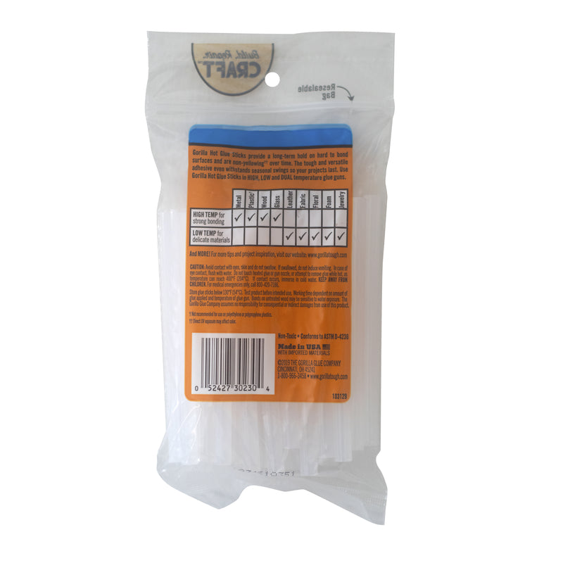 Gorilla High Strength Clear Hot Glue Sticks 30 pc