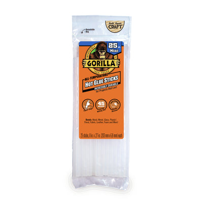 Gorilla Mini High Strength Clear Hot Glue Sticks 25 pc