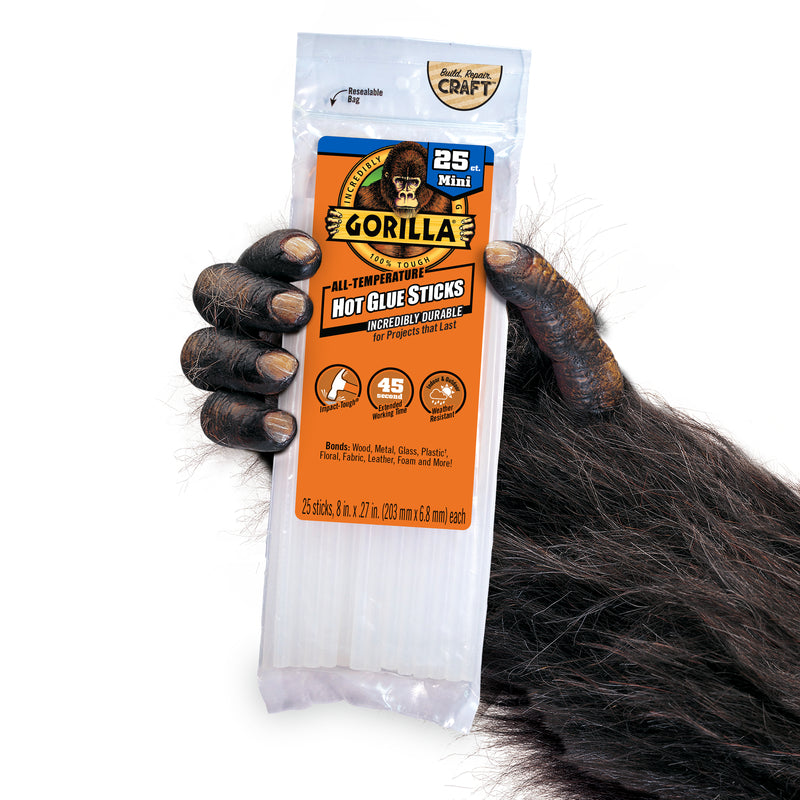 Gorilla Mini High Strength Clear Hot Glue Sticks 25 pc
