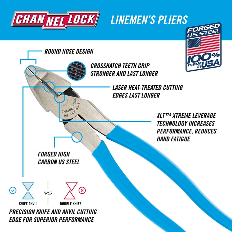 Channellock 8-1/2 in. Steel Linesman Pliers
