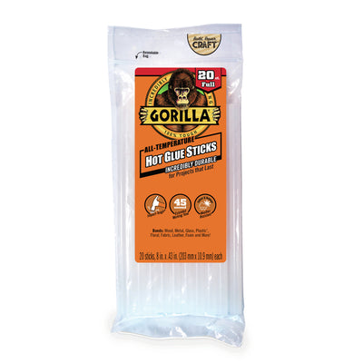 Gorilla High Strength Clear Hot Glue Sticks 20 pc