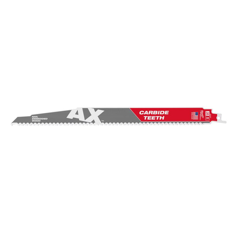 Milwaukee AX 12 in. Carbide Demolition Reciprocating Saw Blade 5 TPI