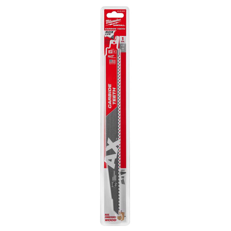 Milwaukee AX 12 in. Carbide Demolition Reciprocating Saw Blade 5 TPI