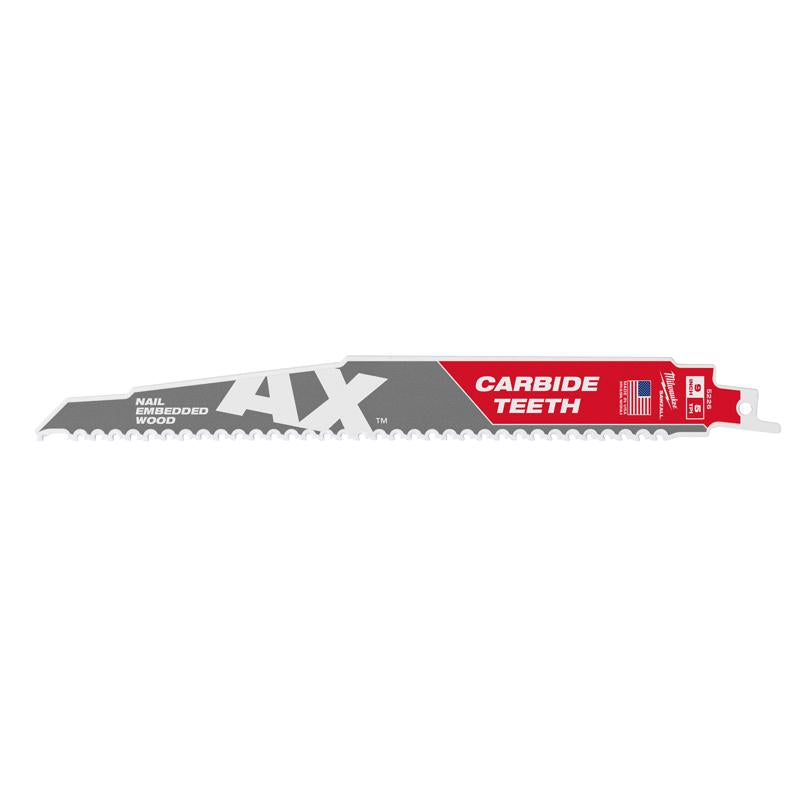 Milwaukee AX 9 in. Carbide Demolition Reciprocating Saw Blade 5 TPI