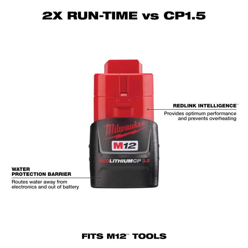 Milwaukee M12 RedLithium 3 Ah Lithium-Ion Battery Pack