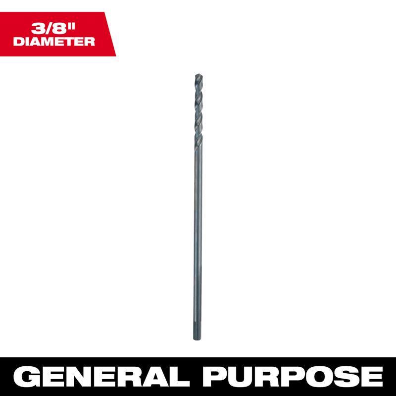 Milwaukee 3/8 in. X 12 in. L Aircraft Length Drill Bit 3-Flat Shank