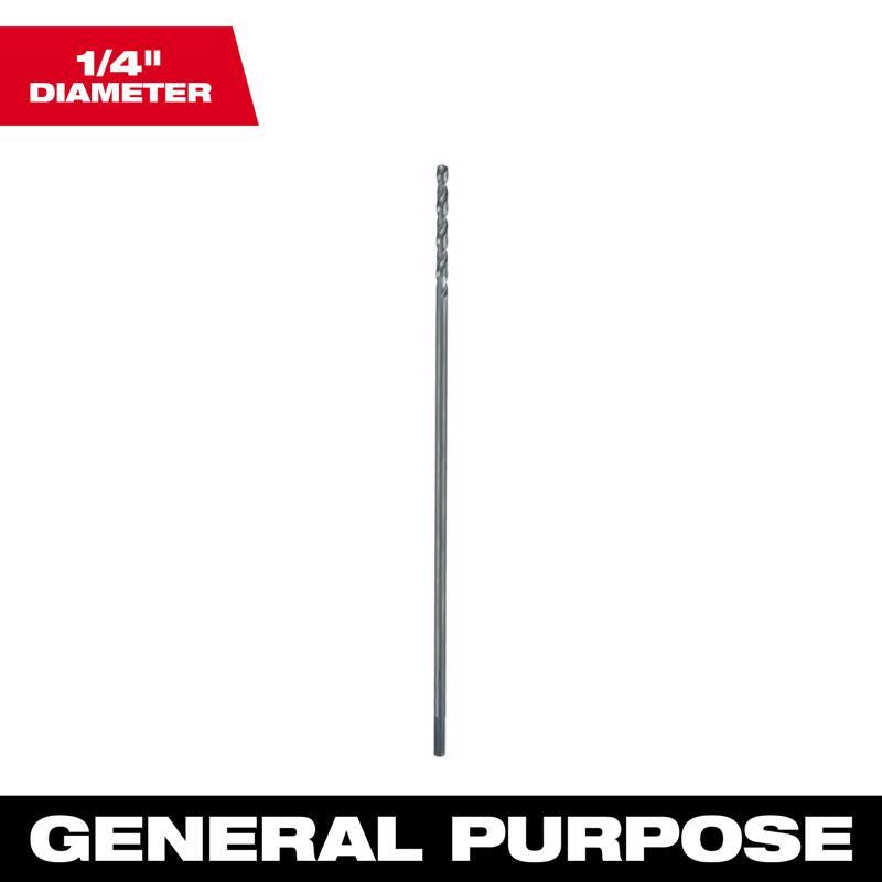 Milwaukee 1/4 in. X 12 in. L Aircraft Length Drill Bit 3-Flat Shank