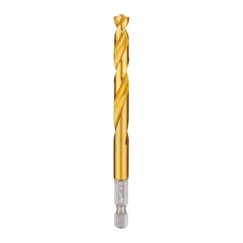 Milwaukee Shockwave 5/16 in. X 4.37 in. L Titanium Red Helix Drill Bit Hex Shank