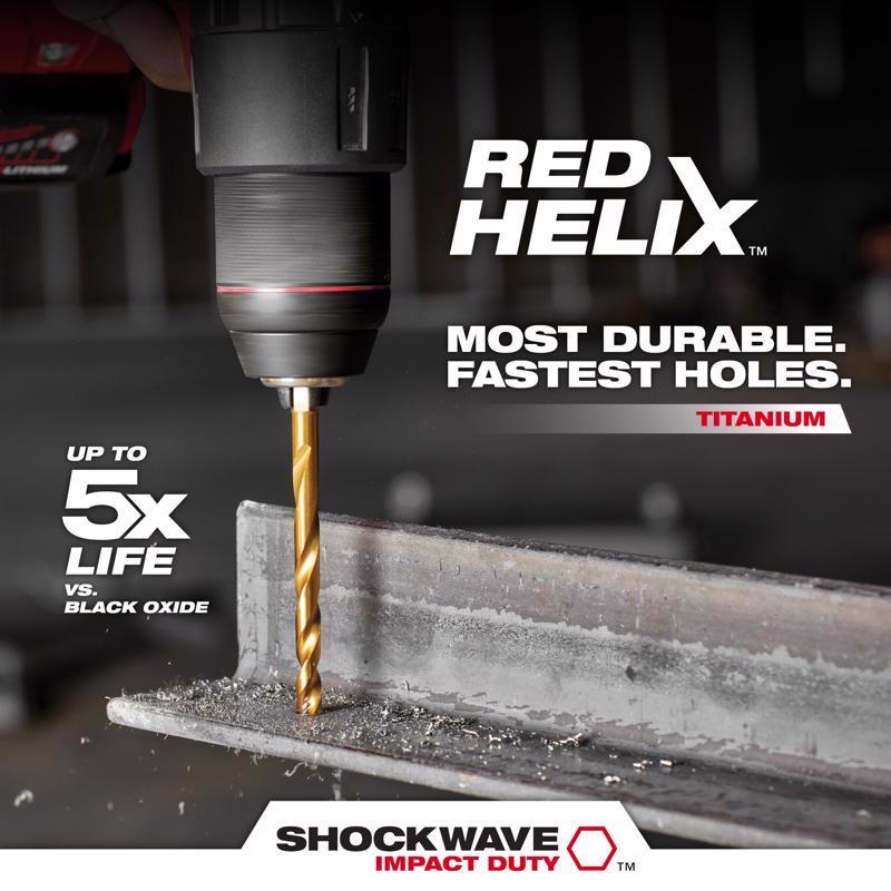 Milwaukee Shockwave 5/16 in. X 4.37 in. L Titanium Red Helix Drill Bit Hex Shank